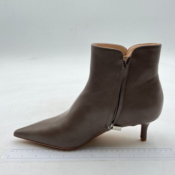 Shoes - Brown Women Chic Low Heel Ankle Boots Pointed Toe Side Zipper Party Shoes